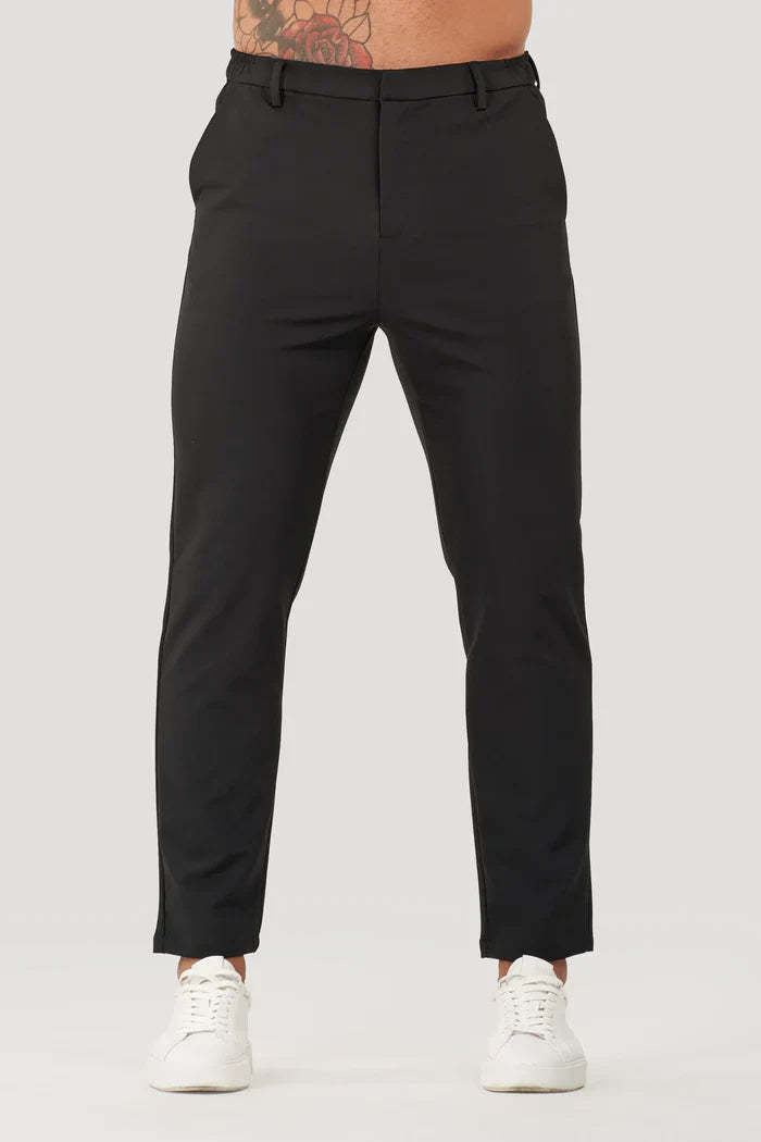 Black Slim-Fit Casual Trousers