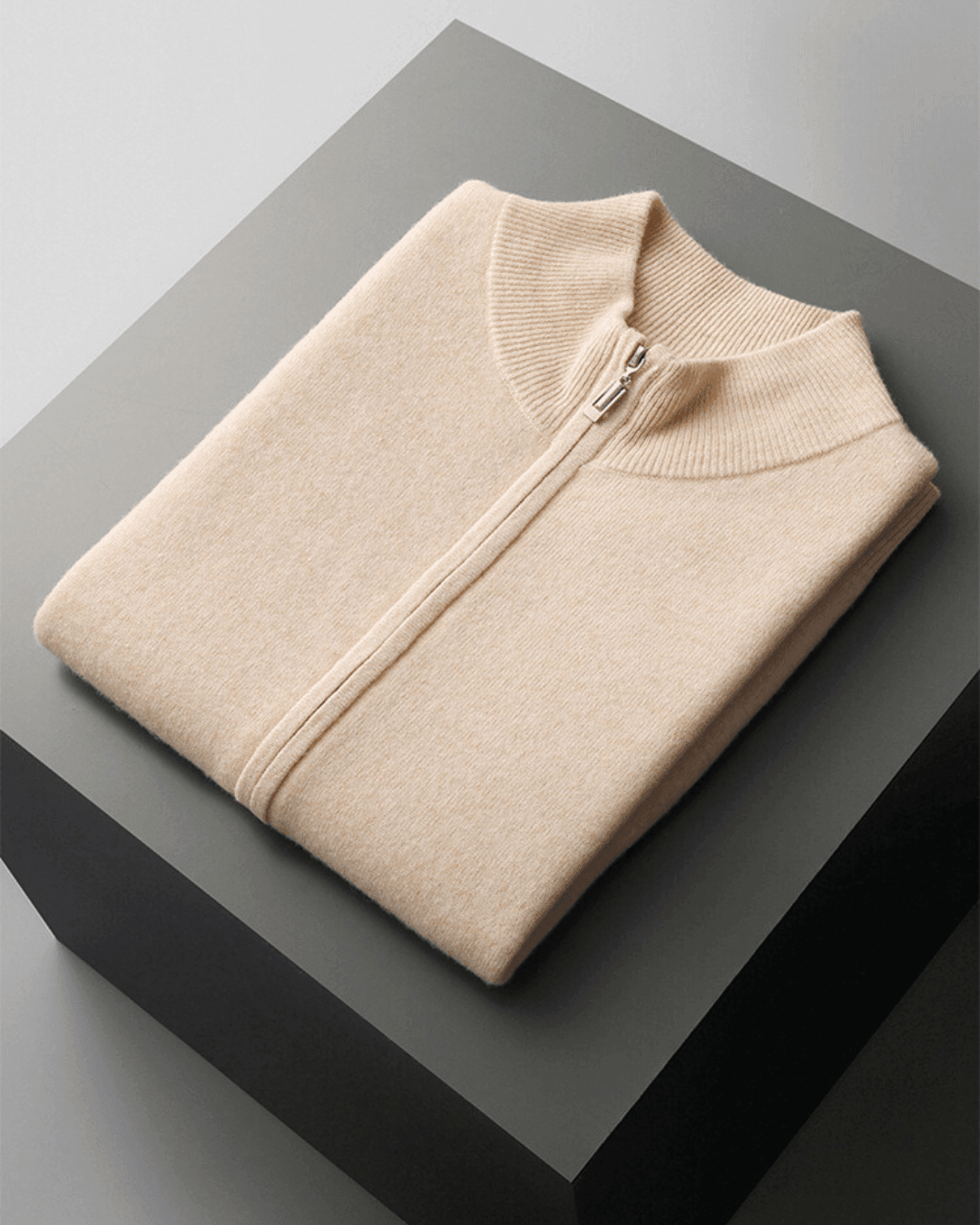 Rust Wool T-shirt, Beige Vest and Cream Trousers
