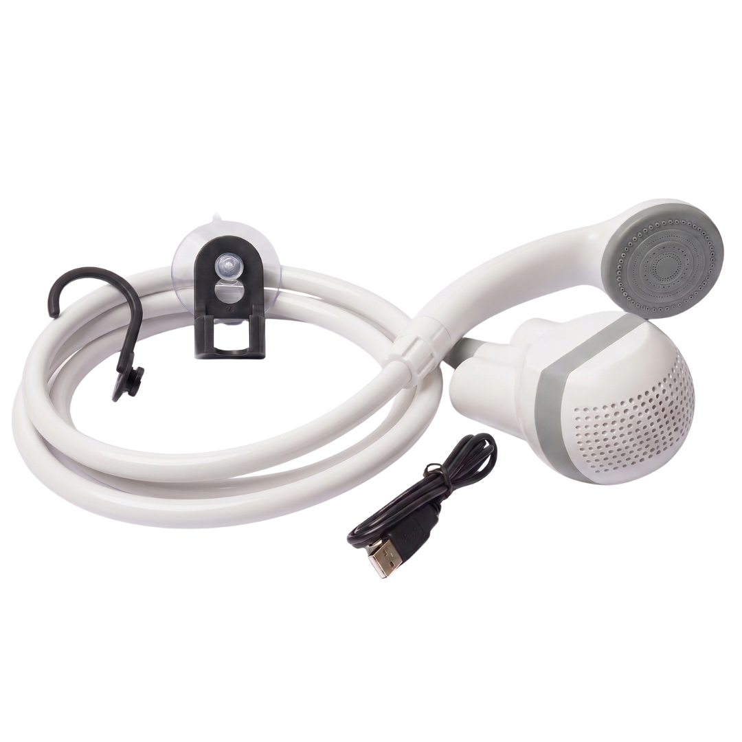Portable Battery Powered Camping Shower with 18 ft Hose and Pump Unit