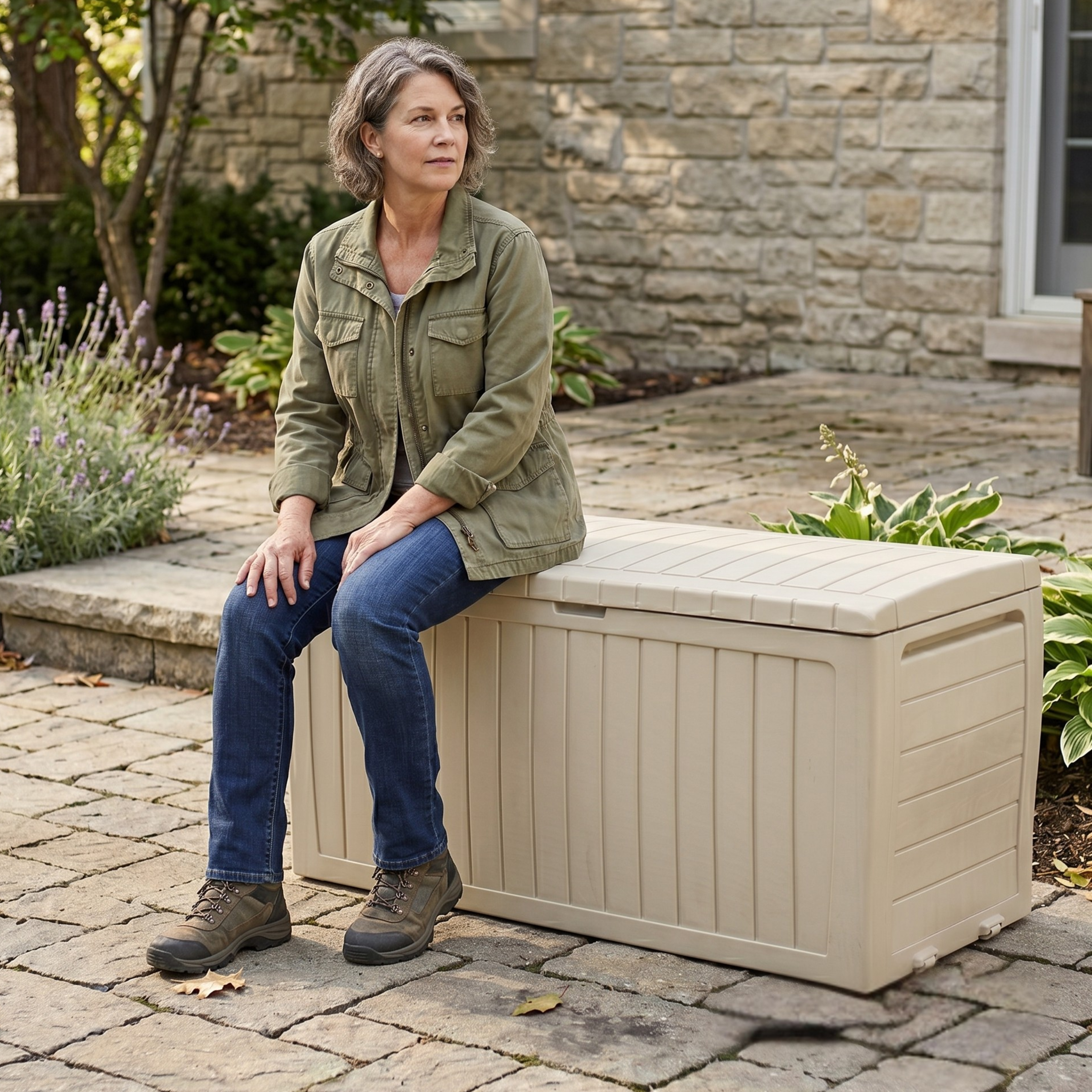 Resin Deck Storage Box 228 L Capacity Lockable Patio Organizer