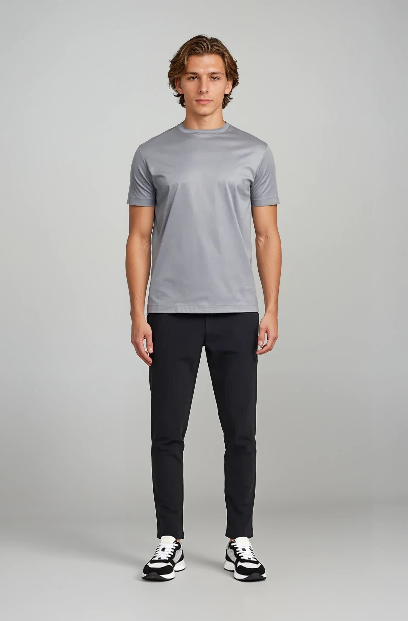 Silver Short-Sleeve Crew Neck T-Shirt