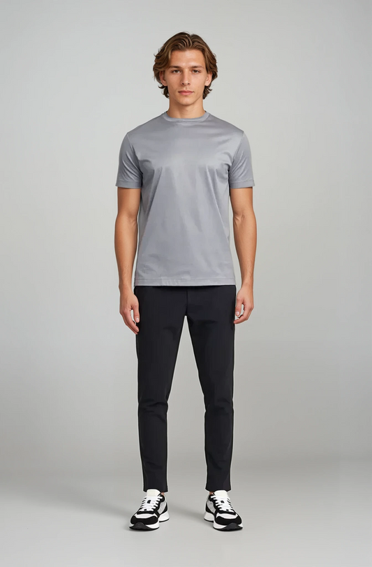 Silver Short-Sleeve Crew Neck T-Shirt