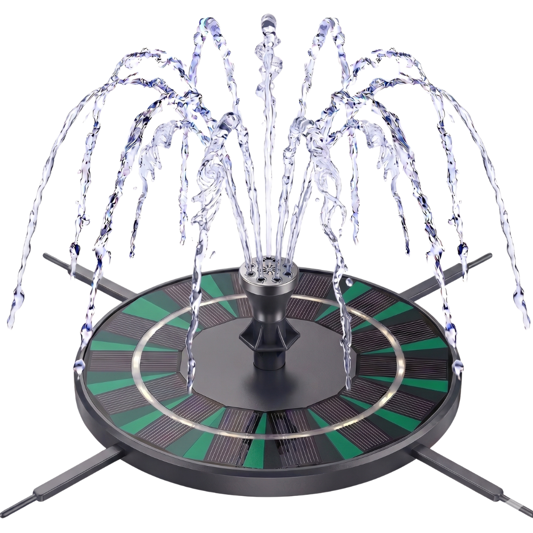 Solar Bird Bath Fountain Pump with 8 Nozzles and Brackets Kit