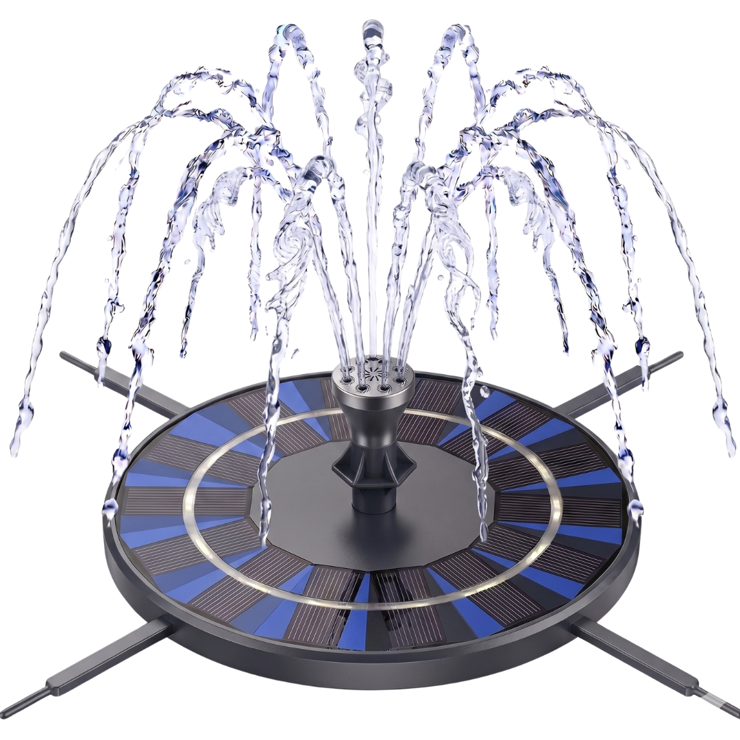 Solar Bird Bath Fountain Pump with 8 Nozzles and Brackets Kit