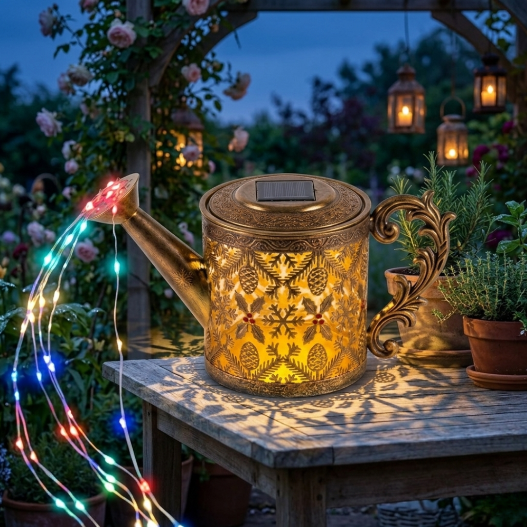 Solar Watering Can Garden Lights with 8 Color Modes, Garden Decor