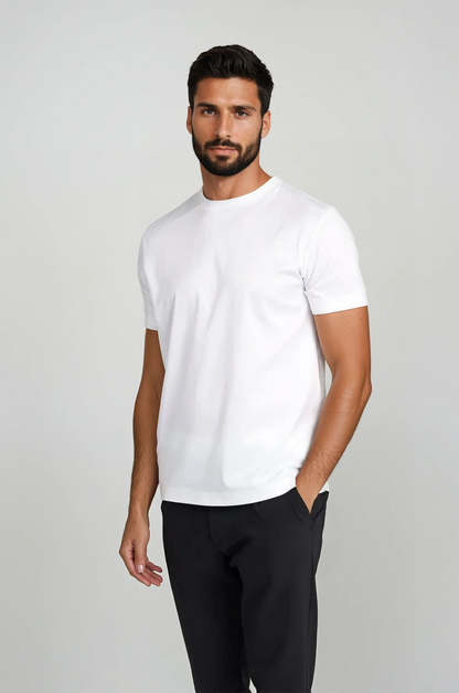 White Short-Sleeve Crew Neck T-Shirt
