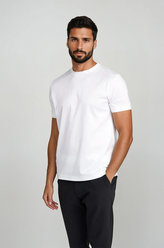 White Short-Sleeve Crew Neck T-Shirt