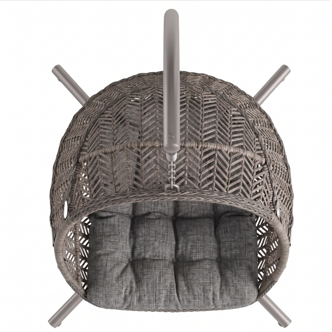 Wicker Egg Chair with Stand, Cushion, Steel Frame, 350 lb Capacity